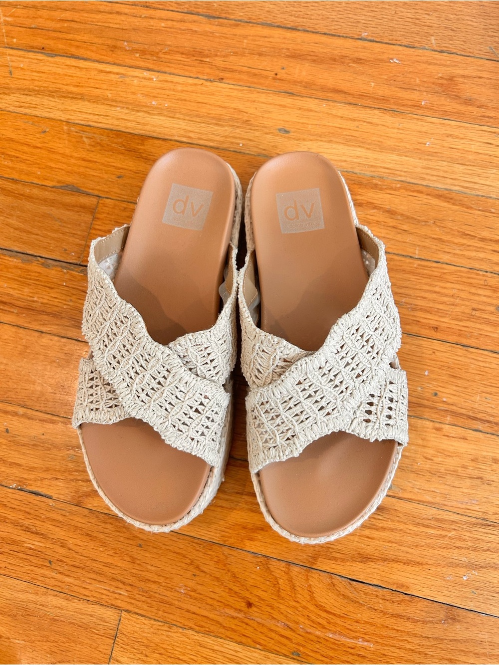 DV by Dolce Vita Crochet Slide Mules in Cream